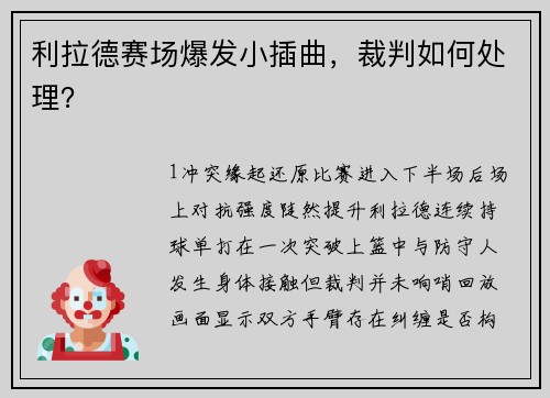 利拉德赛场爆发小插曲，裁判如何处理？